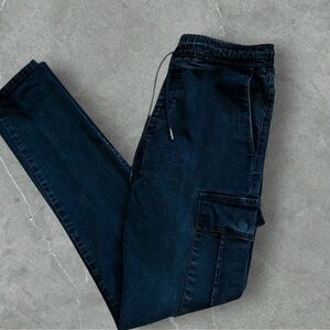 Forever 21 Men's Black Cargo Slim Straight Jeans Size 34